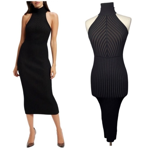 GOOD AMERICAN Angled Rib Mock Halter Midi Dress size 0/XS - Picture 9 of 9